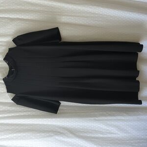 ASOS Black Aline Dress Short Sleeve Cold Shoulder With Pleats Womens US 12/UK 16
